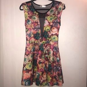 LOVE CRAZY: deep v floral skater dress